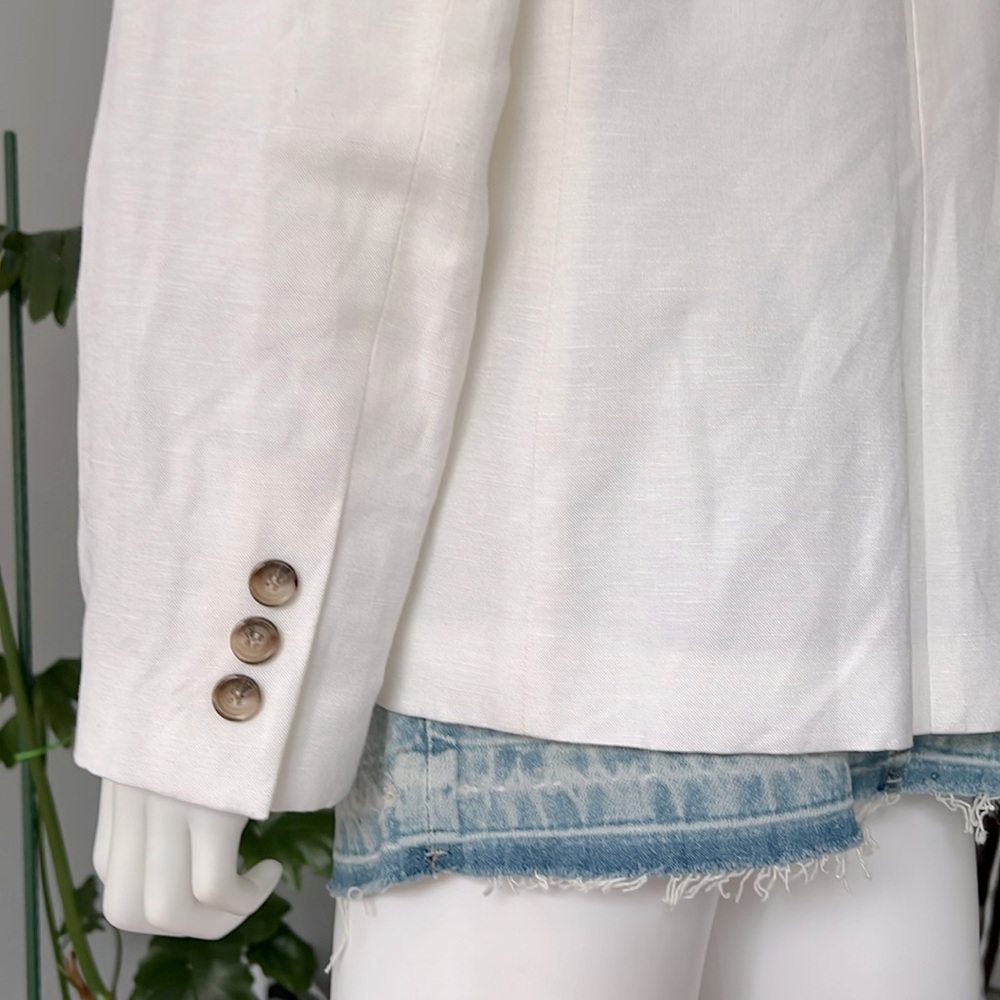 Tahari White Tailored Blazer Professional Style Linen Blend Size 14 - Picture 6 of 13